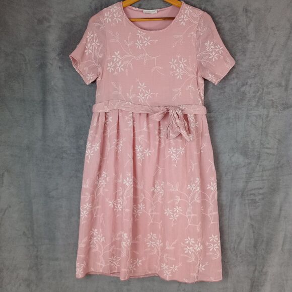 Orange Creek Mini Dress Dusty Rose Mauve Short Sleeve Spring Lined Small Rayon - Picture 1 of 7